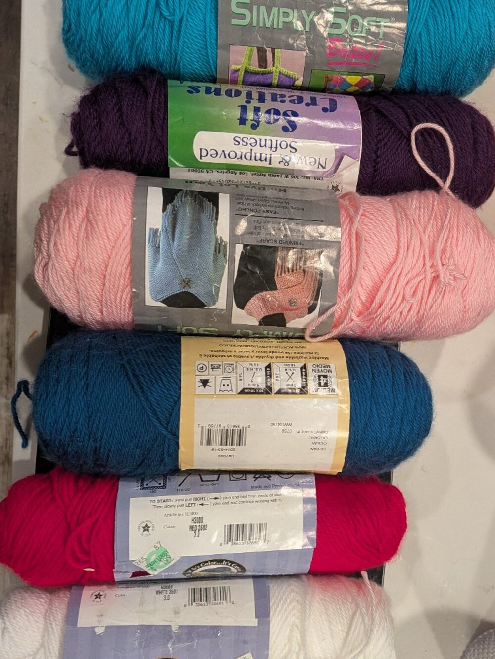Vintage Caron & Soft Creations Plum 4 Ply Worsted Yarn Destash Lot of 6 Skeins